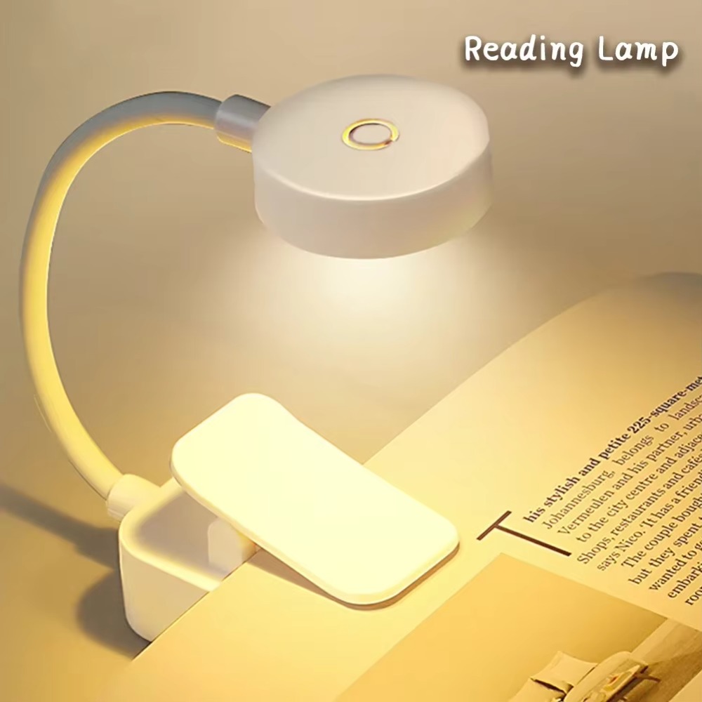 Portable 3 Colors LED Book Clip Lights Mini Stepless Dimmable Bedroom Table Lamp Folding Detachable Clamp Night Light Office
