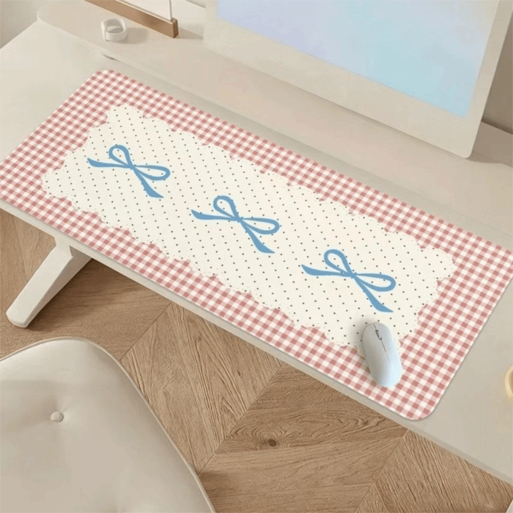 Fashion Design Large Bow Shaped Mouse Pad Thicken Non-Slip Bow Keyboard Pad Washable Cute Bow Desk Mat Office Use