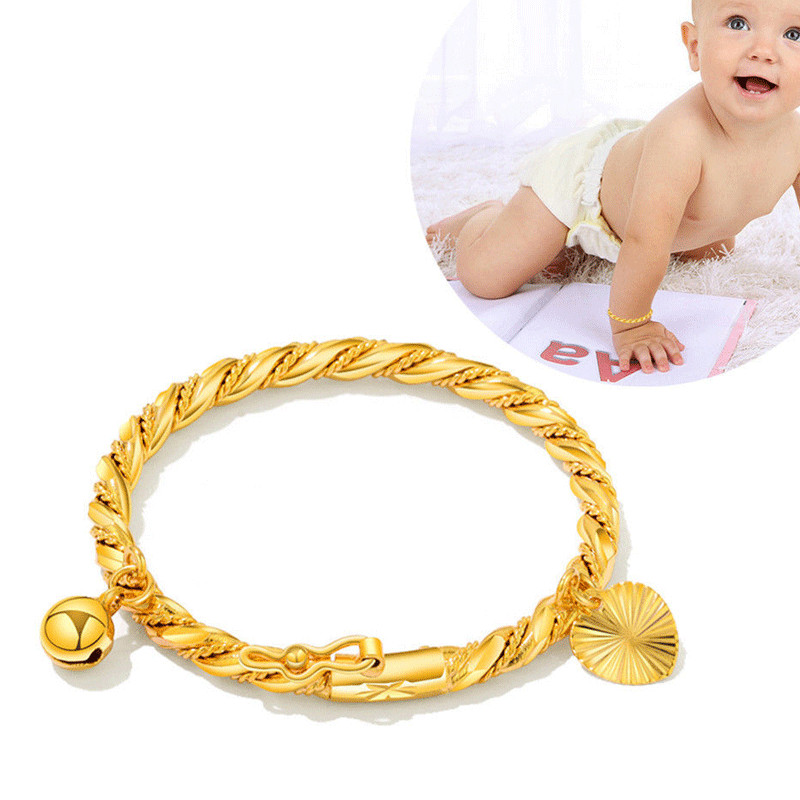Baby Girl Boy Bracelet golden Color Pendant Children Jewelry Anklet Bangles Newborn Baby Cute Cuff