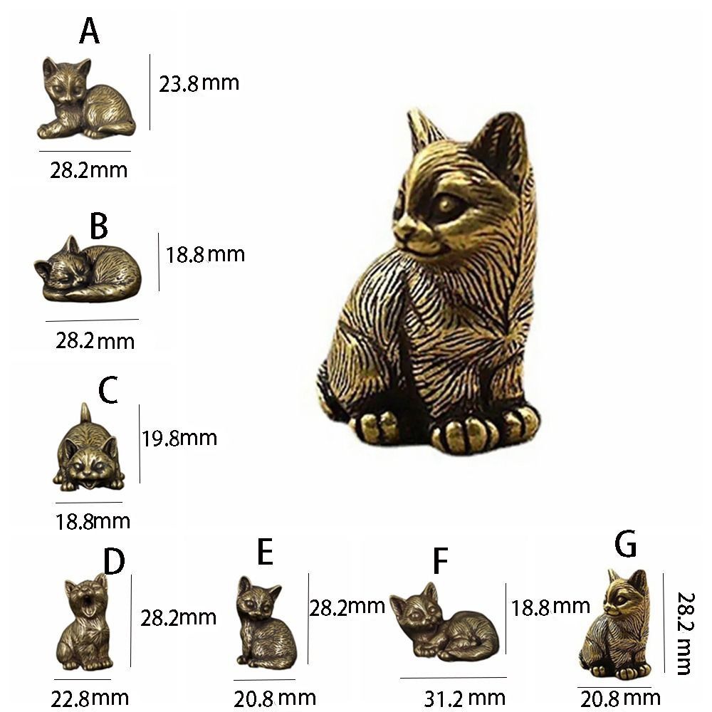 Small Cat Metal Statue Retro Creative Animal Figurines Cute Vintage Model Sculpture Car