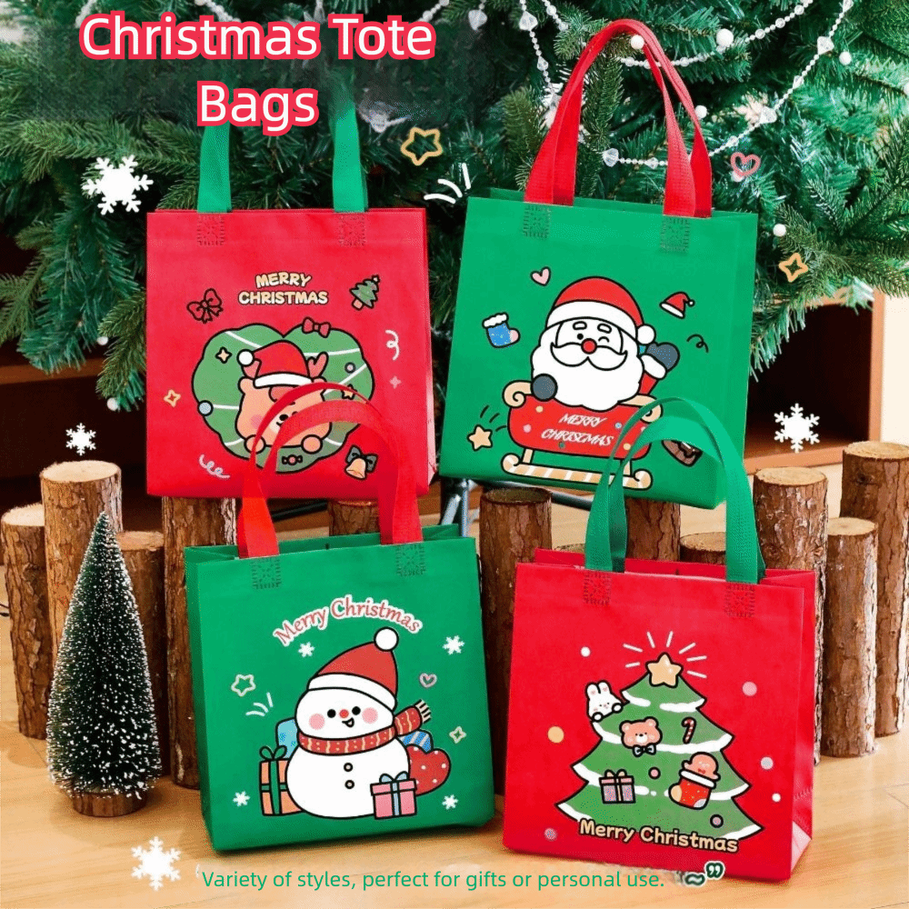 Fashion Christmas Storage Bag Casual Large Capacity Candy Bag Cartoon Pattern Shoulder Bag