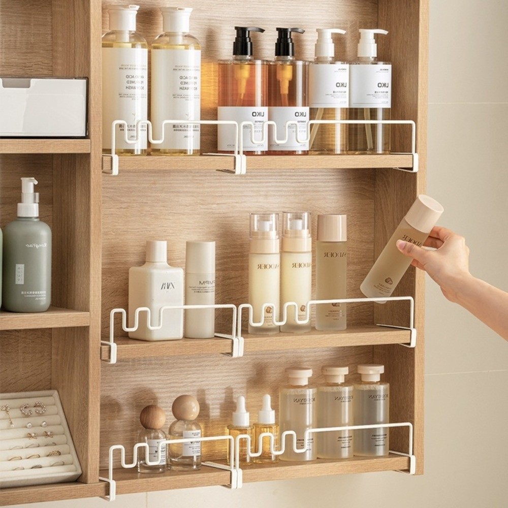 New Space Saving Bathroom Storage Shelf Tiered Dividers Multifunctional Mirror Cabinet Hanger Portable Wall Mounted Under-sink Hanging Shelf Bathroom Use