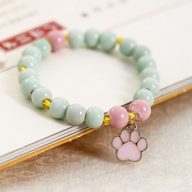 【Cheap】Jingdezhen Ceramic Bracelet Cute Foot Hand String Small Fresh Female Student Black Couple Unisex