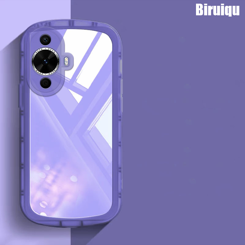 Biruiqu For Huawei Nova 9 Transparent Full-Coverage Electroplated Shockproof Soft Silicone Premium Airbag Phone Case
