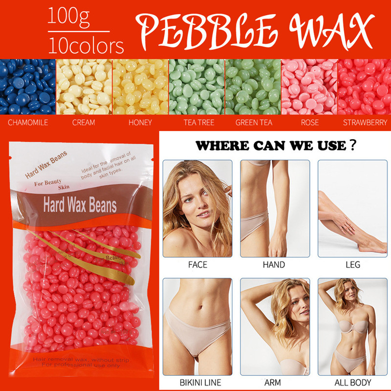 Wenefang Fashion 100G/pack Chamomile Flavor Free Paper Solid Depilatory wax Beans Hard Wax beans solid wax Bean for body Hair epilation Removal