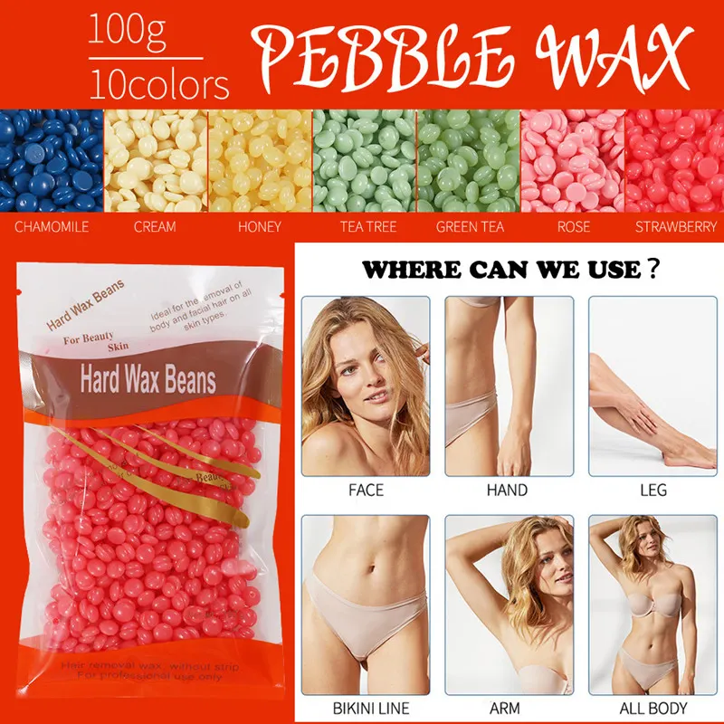 Wenefang Fashion 100G/pack Chamomile Flavor Free Paper Solid Depilatory wax Beans Hard Wax beans solid wax Bean for body Hair epilation Removal