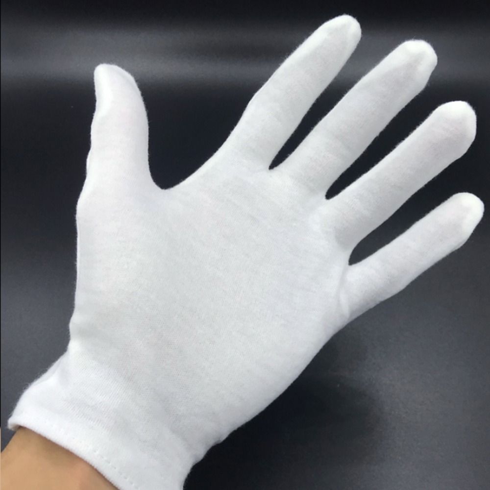 2 Pairs Etiquette Full Finger Jewelry Gloves White Cotton White Cotton Gloves Stretchable Thickened for Waiters/Drivers/Jewelry/Workers Mittens/Stage Performance/Cosplay Party