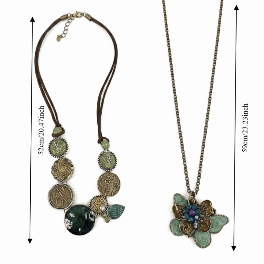 Retro Oil Painting Butterfly Necklace Multi Layer Bohemia Vintage Necklace Choker Alloy Women Neck Chain Gift