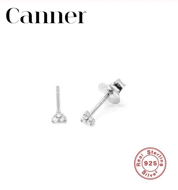 Personality Mini Cute micro-inlaid Crystal Studs Earrings for Wo Prevent 925 Sterling Silver