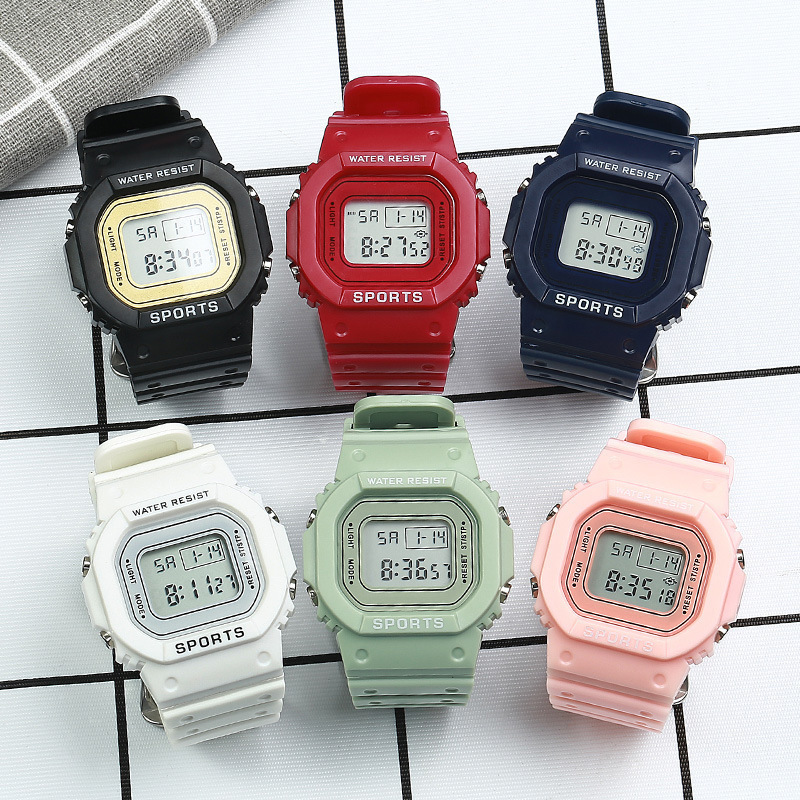 【versatile style】【Very good-looking】Mint Green Small方块 LED Electronic Watch for Men and Women - Couples Style, Multifunctional, Ideal for Students, Night Light, Waterproof