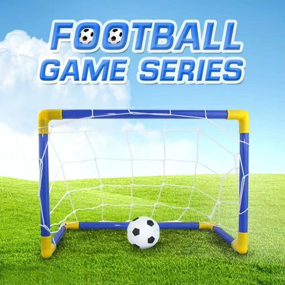 Durable Removable Net Soccer Goal Post Net Set High-Strength Frame with Inflatable Pump Indoor Soccer Post Frame Kit Foldable Easy Installation Children Football Sport Toy Home Games