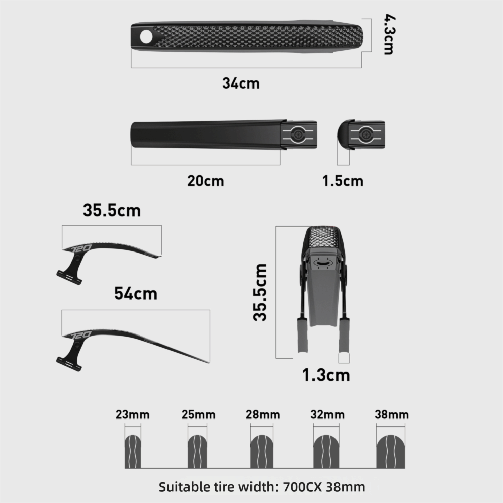 Durable PC Nylon Road Bike Mudguard Lightweight Quick Release Bike Mud Guard Extended Adjustable Bike Fenders Set Gravel and City Bikes