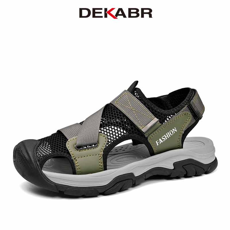 DEKABR New Summer Mesh Men Sandals Toe Protection Shock Absorbing Casual Walking Male Shoes