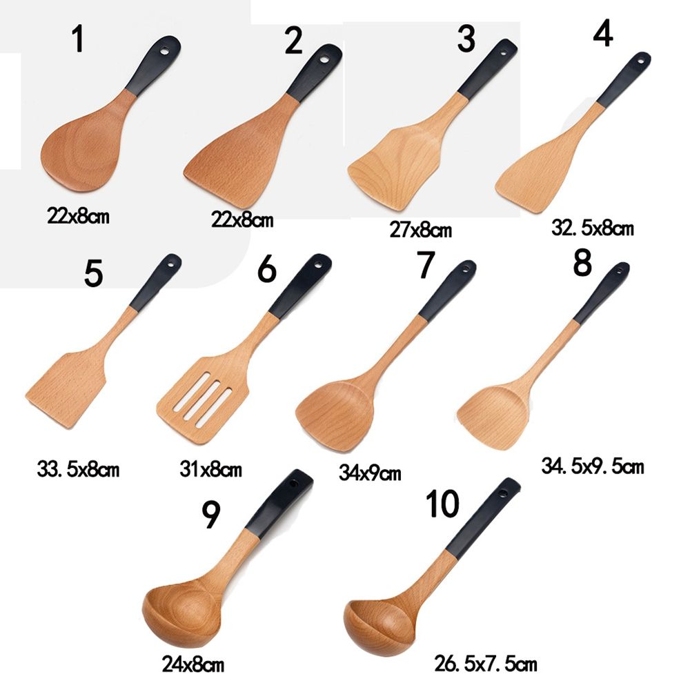 Natural Wood Nonstick Cookware Kitchen Tool Tableware Cooking Rice Scoop Spatula Strainer Spoon Soup Ladle