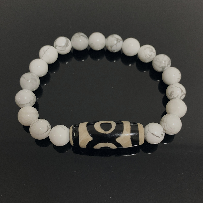 【Exclusive Discount】Natural Tibetan Dzi Agates Bracelets Healing Jewelry Buddha Prayer Nine-eyed Charm Bead Stone White Howlite Turquoises Bracelets