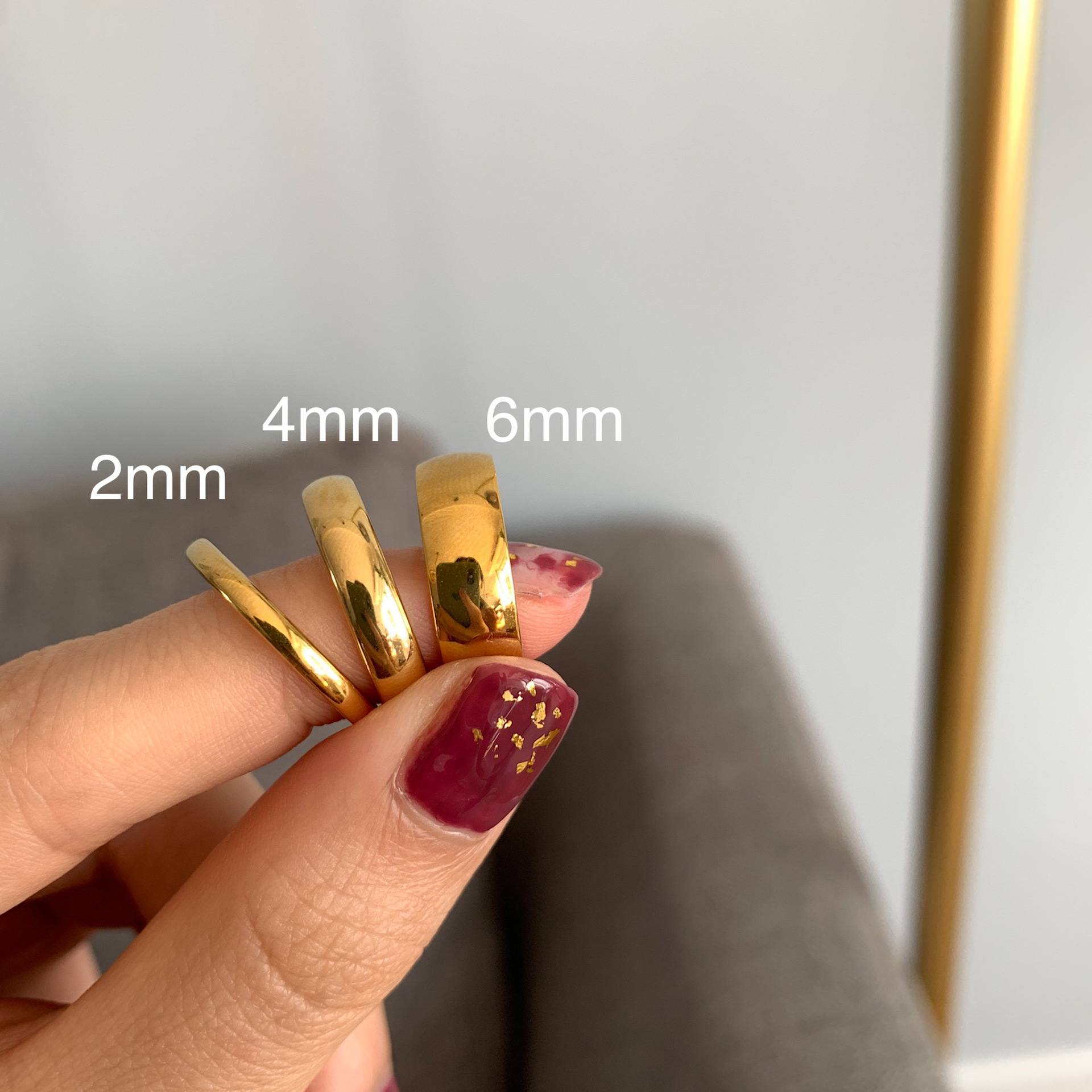 【New Arrivals】Ins non-fading 18K color gold Korean version about very fine two-joint glossy ring female index finger tail ring titanium steel jewelry