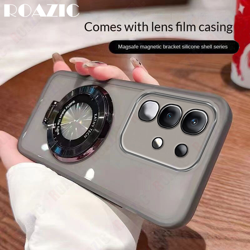 tzmar for Vivo IQOO Z10X Case Luxury Plating Magnetic Folding Ring Stand Transparent Soft TPU Shockproof Casing
