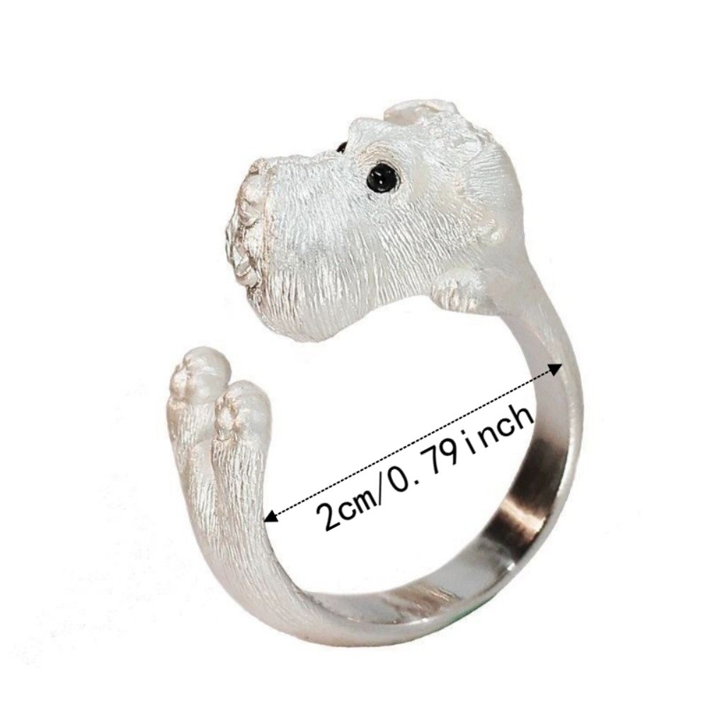 Cute Open Mouth Design Dog Rings Stackable Metal Pet Animal Ring Adjustable Exquisite Cat Ring Gift Giving