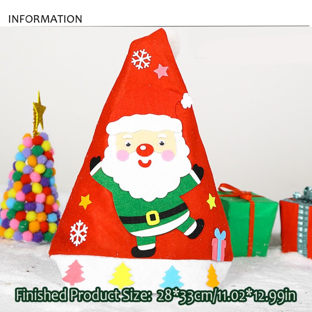 Creative Non-woven Fabric Handmade Santa Hat Kriss Kringle Santa Claus DIY Christmas Hat Toy Snowman Christmas Tree Kids Xmas Arts Hats Xmas Gift