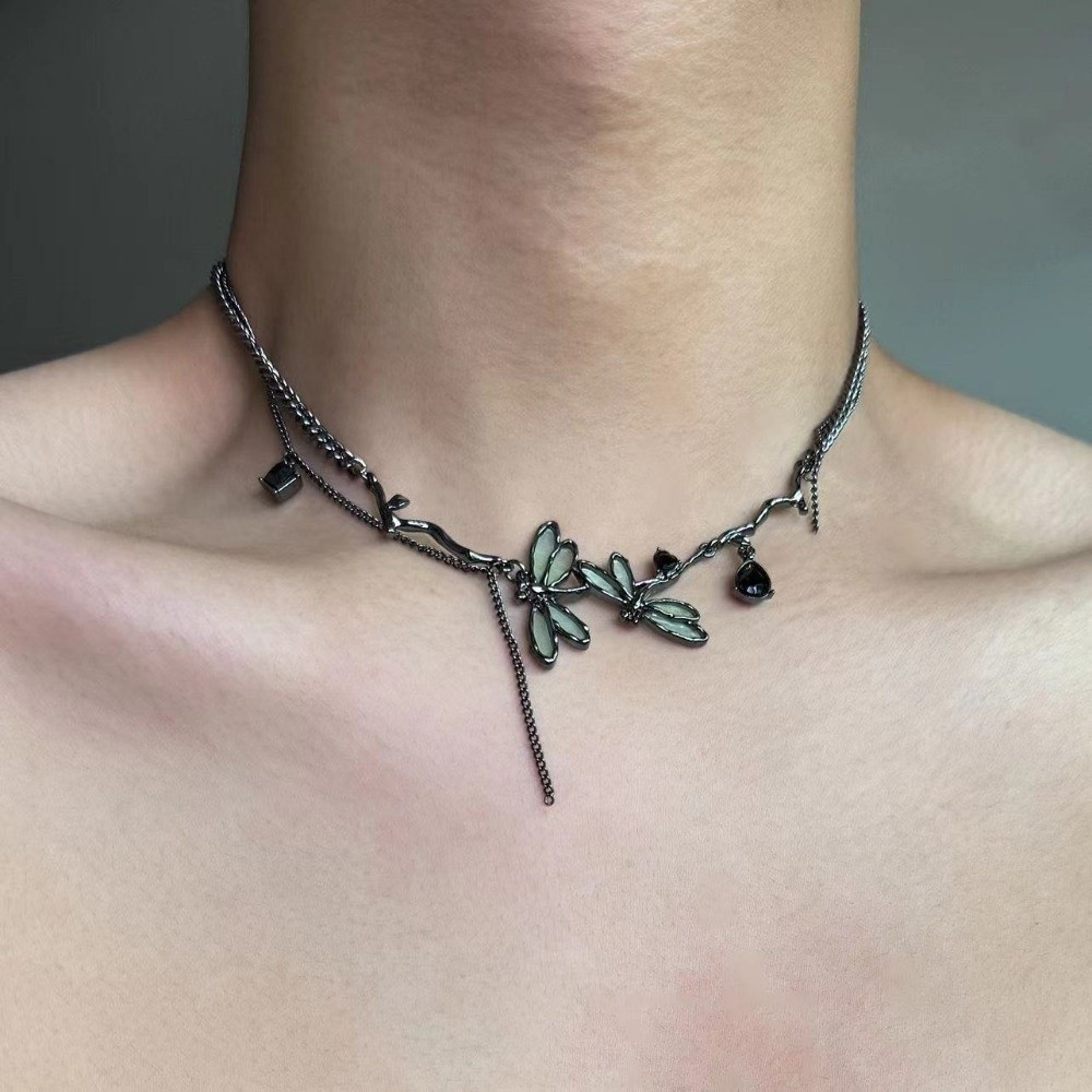 Retro Punk Choker Necklace Y2K Silver Spliced Cross Necklace Grunge Rock Cross Pendant Chain Jewelry