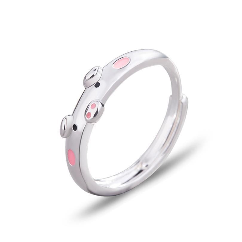 【Special offer】Korean Style Copper Silver Plated Ring Women's Small Fresh Piglet Ring Elegant Cute Animal Opening Finger Ring Accessories