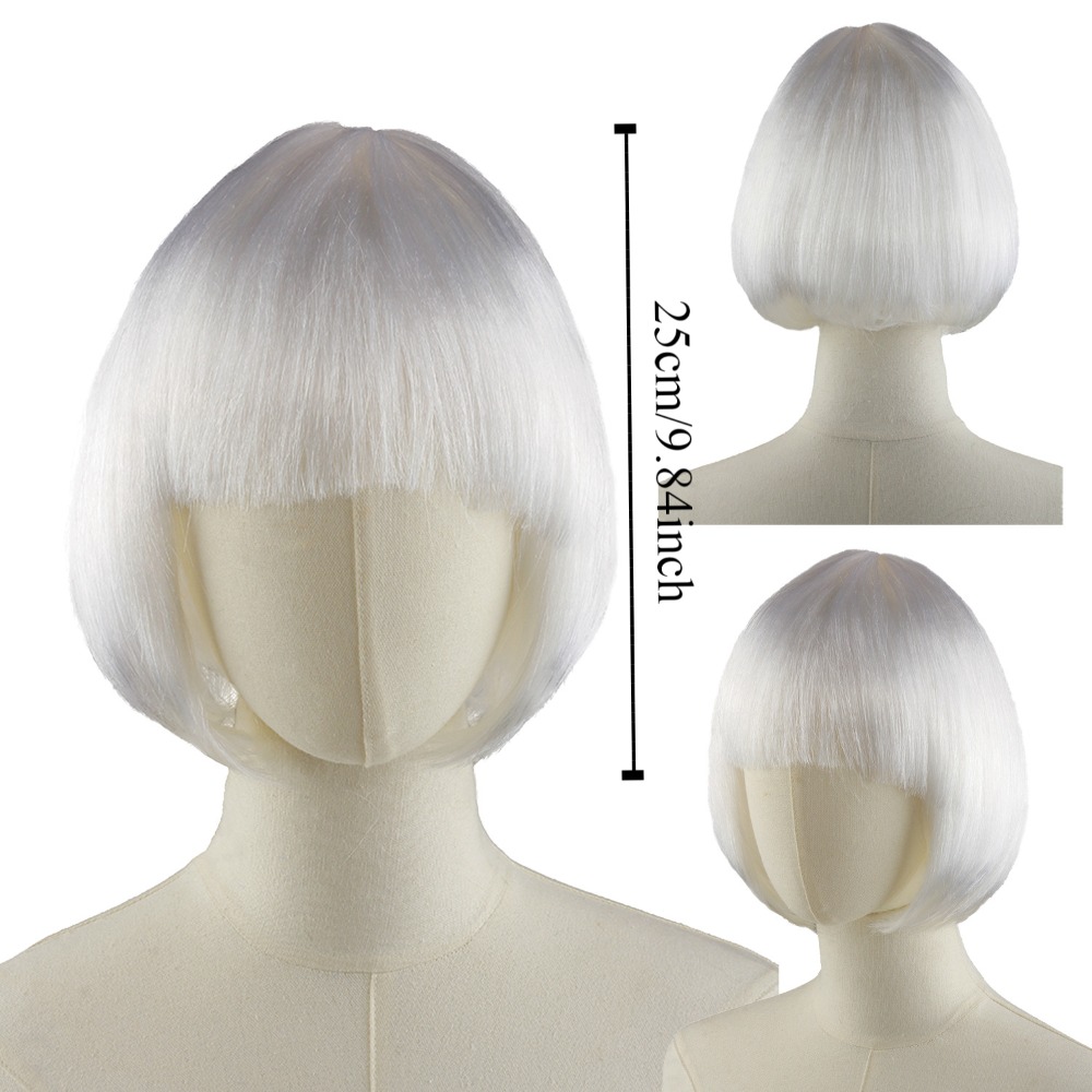Christmas Carnival Funny Short Bob Wig Xmas Wig Cute Colored Straight Hair Natural Breathable Halloween Cosplay Anime Wig New Year