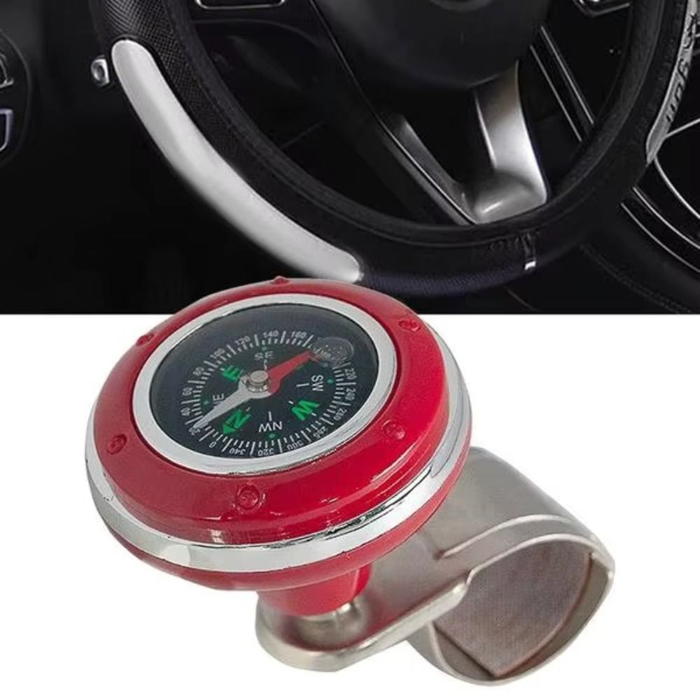 Accessories 360-degree Rotation Steering Wheel Knob Universal Fit Booster Function Power Handle Ball ABS Material Compass Feature Steering Wheel Ball Driving Assistance