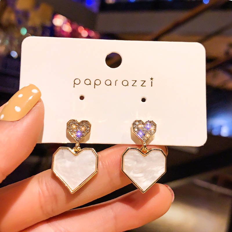 Cute Earrings Heart Bling Zircon Stone Rose Gold Earrings for Wo Fashion Jewelry New Gift