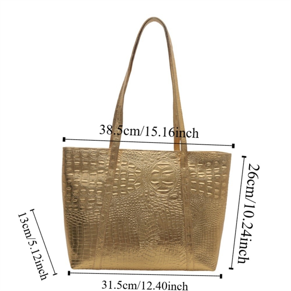 PU Women Handbag Crocodile Pattern Female Shoulder Bag Commuting Large Capacity Armpit Tote Bag Shopping