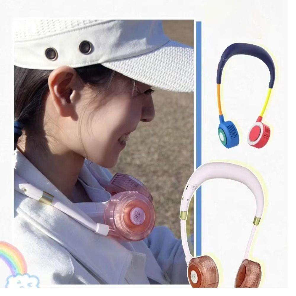 Cooler Fan Foldable Design Bladeless Neck Fan Lightweight Construction 360° Cooling Rechargeable Fan Low Noise Operation Powered Wearable Personal Fan Working Environment