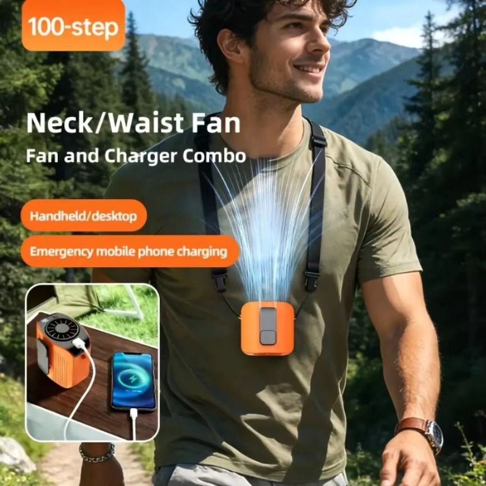 Mini Rechargeable Neck Fan Charging High Speed Wearable Fan 100 Speed Adjustable Hands Free Portable Fan Office