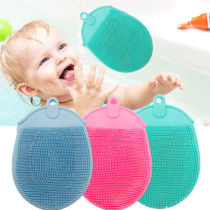 Wenefang Fashion Silicone Massage Bath Brush with Hook Soft Exfoliating Gloves Baby Showers Cleaning Brush Mud Dirt Remover Scrub Showers Bubble