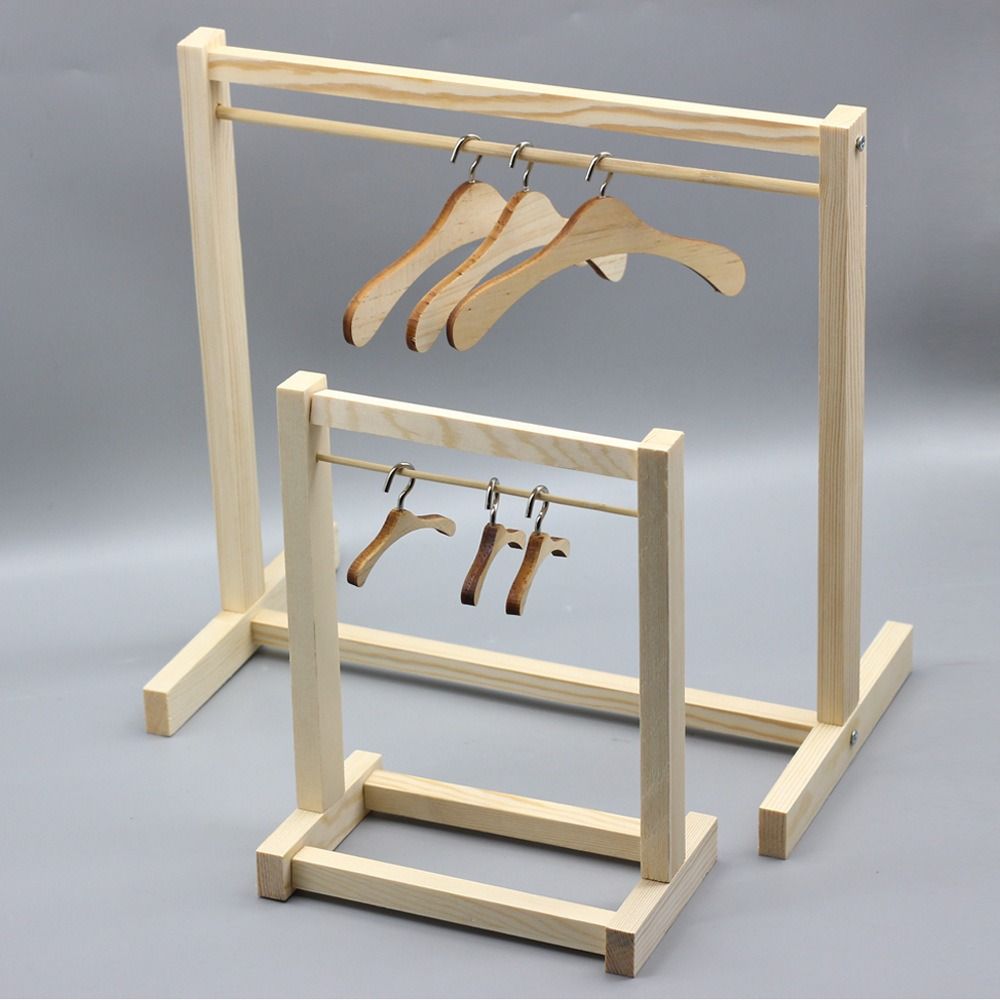 Mini Dollhouse Supplies Doll Clothing Hanger Mini Wooden Dollhouse Furniture Toys Pretend Play Simulation Garment Organizer Kids