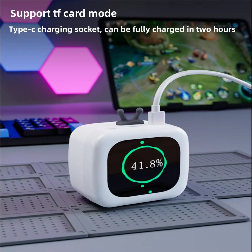 Multifunction TV Appearance Mini Bluetooth Speaker with Screen Multifunctional Mini Wireless Sound Box High Sound Quality Stereo Sound Subwoofer Portable Subwoofer Travel Outdoor