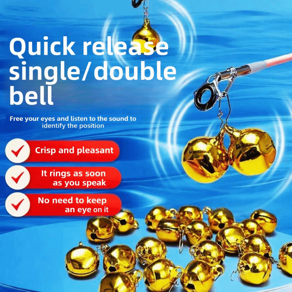 5Pcs New Quick-Clip Fishing Bell Auto-alarm Stainless Steel Fishing Bell Alarm Loud Light Fishing Rod Bell for Night Fishing and Ice Fishing Hook Biting Reminder