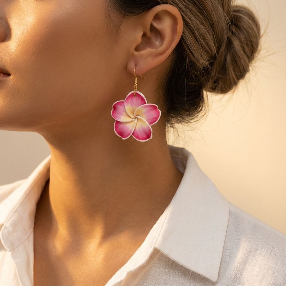 Trendy Sweet Flower Earrings Boho Cute Bohemian Dangle Earring Egg Flower Polymer Clay Flower Stud Earrings Women