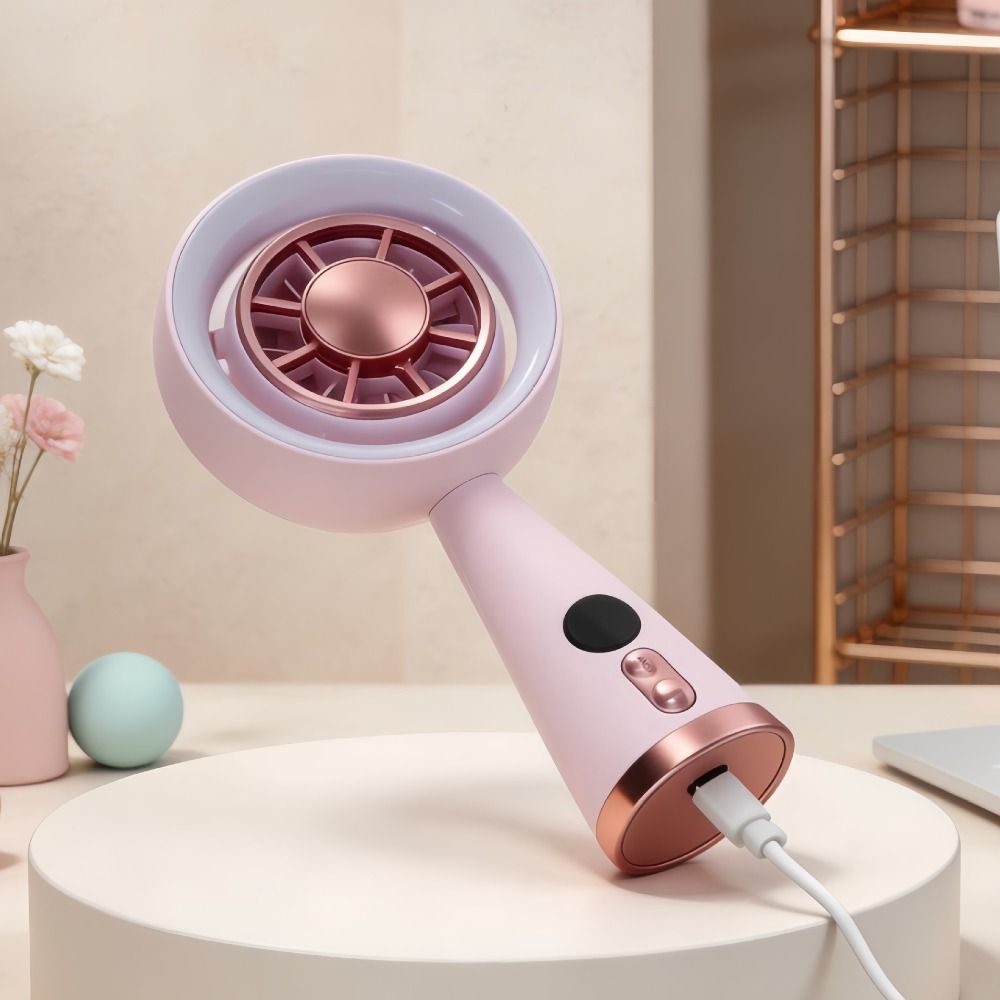 Easy Carrying Cooling Handheld Fan Compact Soft Lighting Digital Display Fan Lightweight Gentle Wind Mini Fan Travel