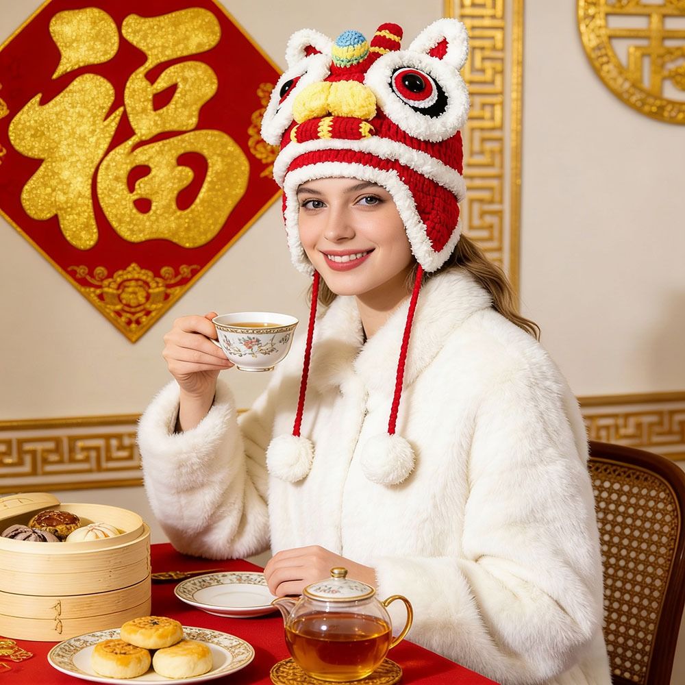 Fashion Chinese Style Tiger Knitted Hat Parent-Child New Year Ear Protection Hat Warm Soft Pullover Hat Autumn Winter