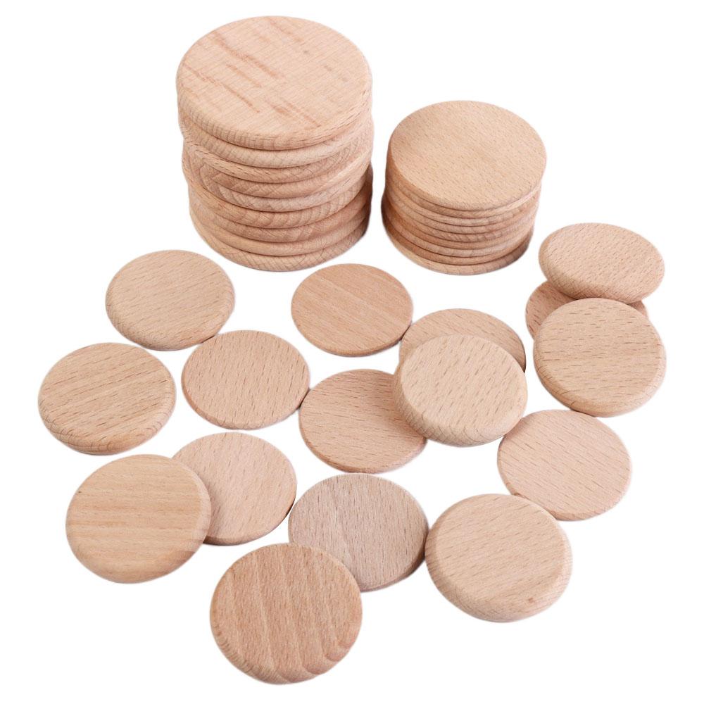 10pcs Ornaments Natural Beech Natural Wood Round Disc Wood Craft Unfinished Blank Wood Pieces Smooth DIY Wood Round Slice Handwork