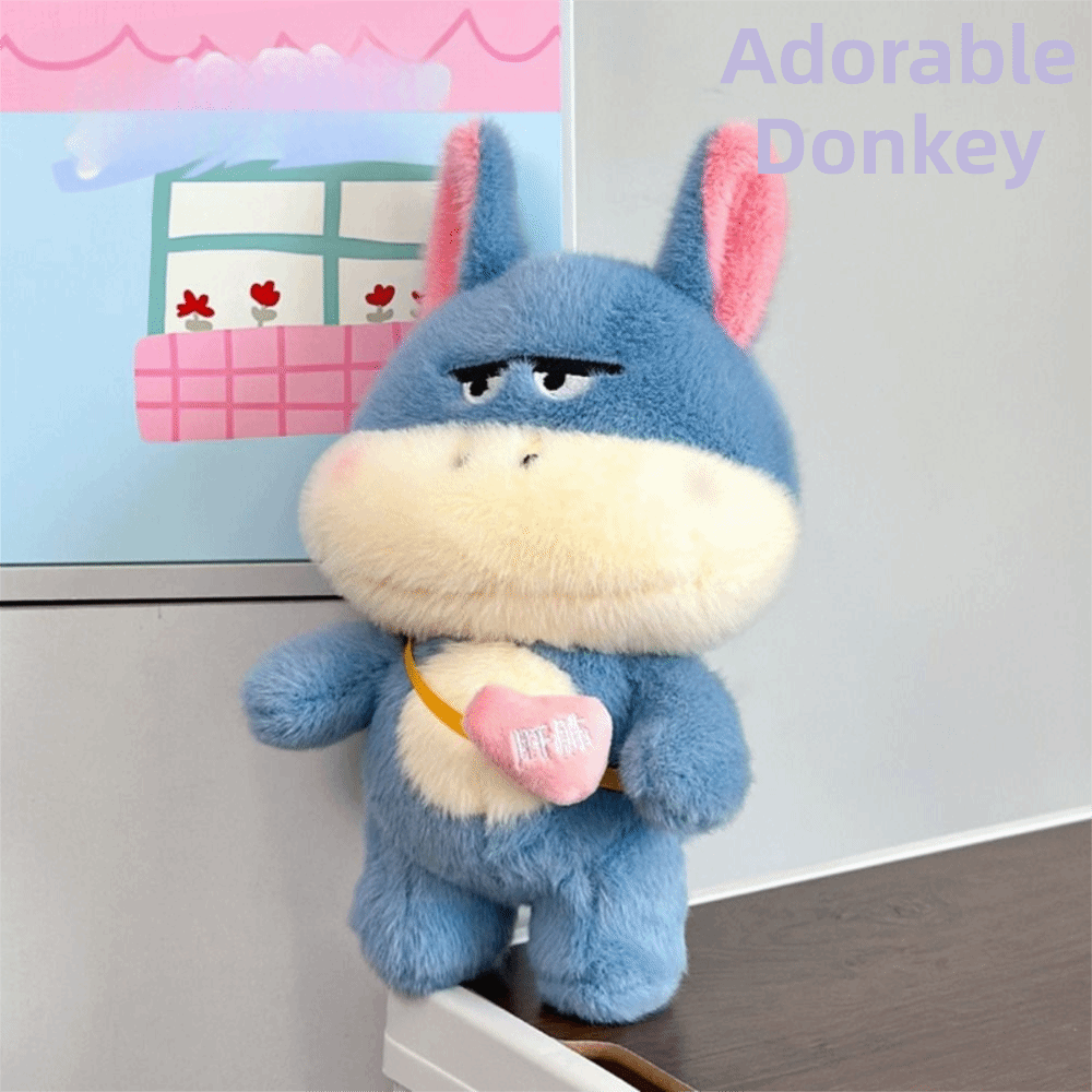 Popular Kawaii Style Donkey Plush Toy Big Head Soft Plush Cartoon Plush Toy Funny Design Cute Plush Toy Birthday Gift