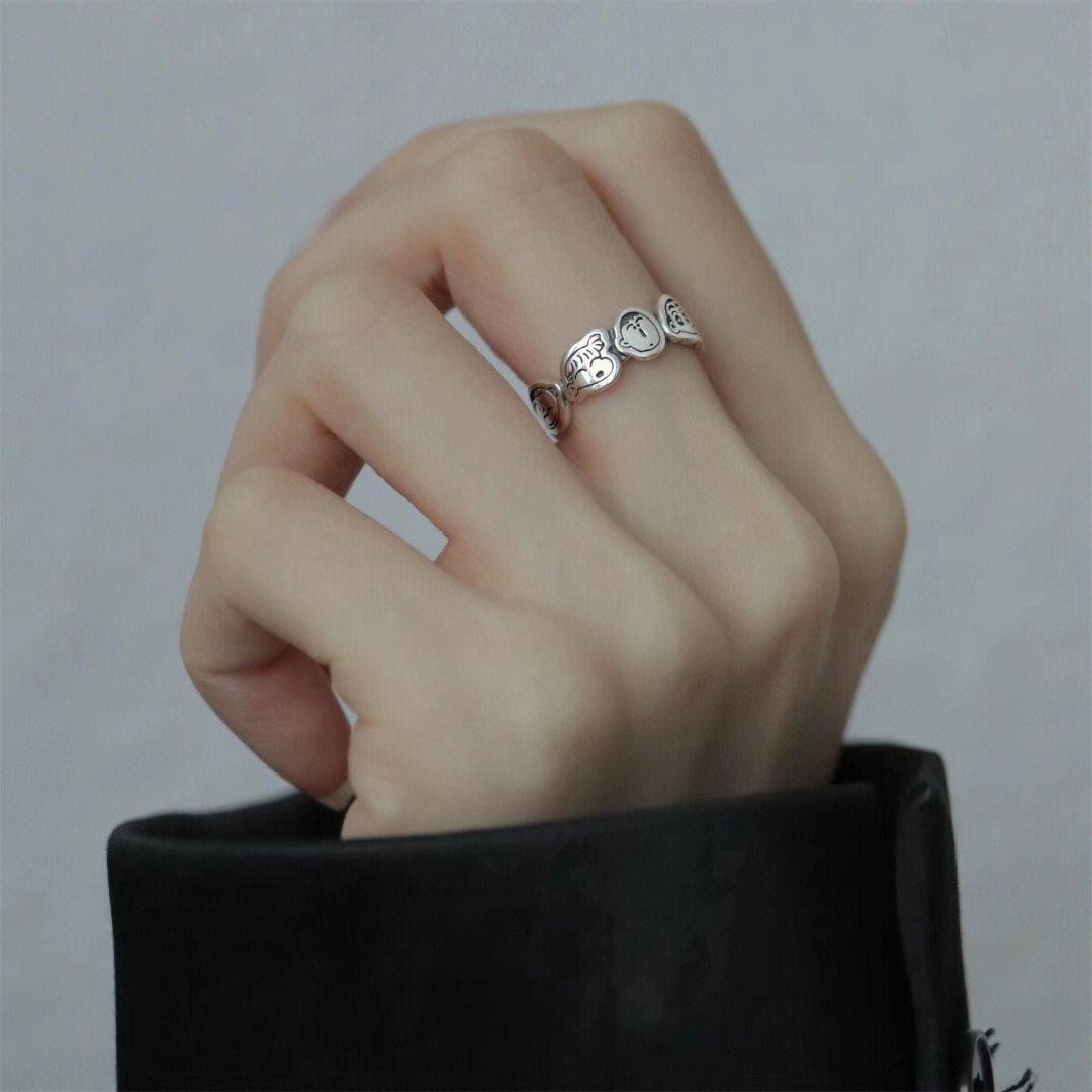 【New Arrivals】Cute Anime Cartoon Crayon Small New Ring Female Ins Niche Design Opening Adjustment Old Retro Finger Ring