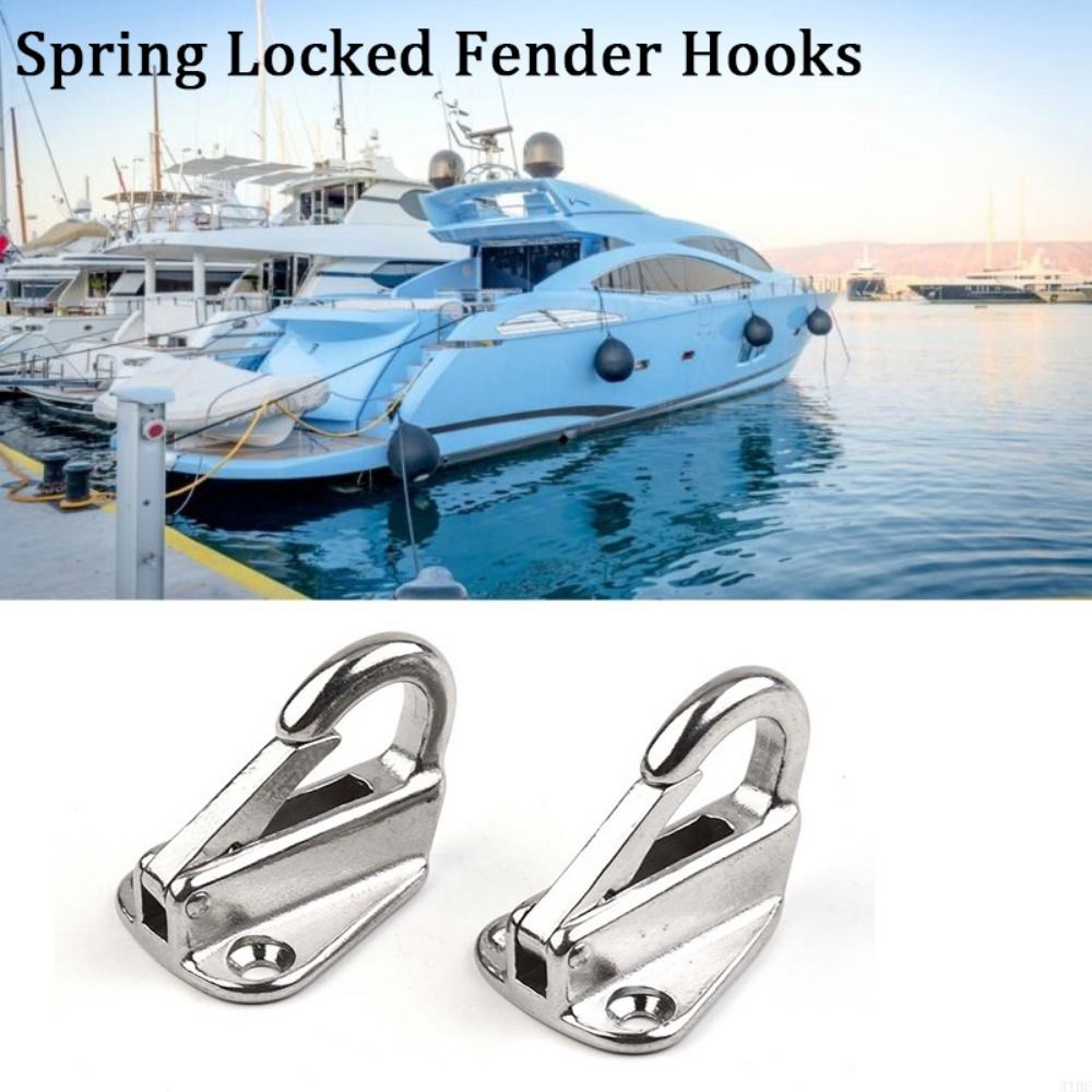 2Pcs Marine Hardware Accessories 316 Stainless Steel Spring Locked Fender Hooks Practical Durable Marine Fender Hook Multifunctional Hardware Marine Spring Snap Hook Tug Ship