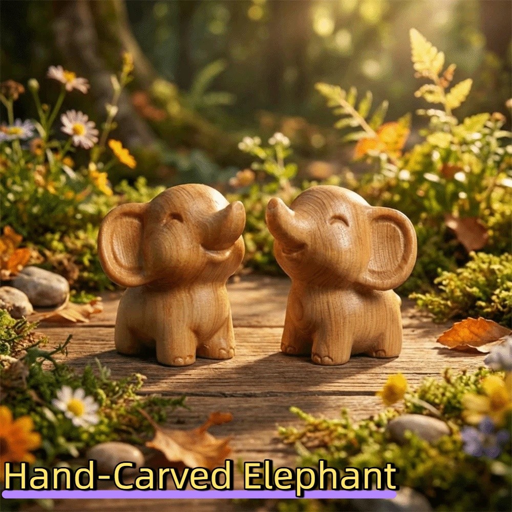 Unique Intricately Carved Hand-Carved Elephant Solid Wood Mini Wooden Elephant Statues Cute Decorative Elephant Figurines Festival Gifts