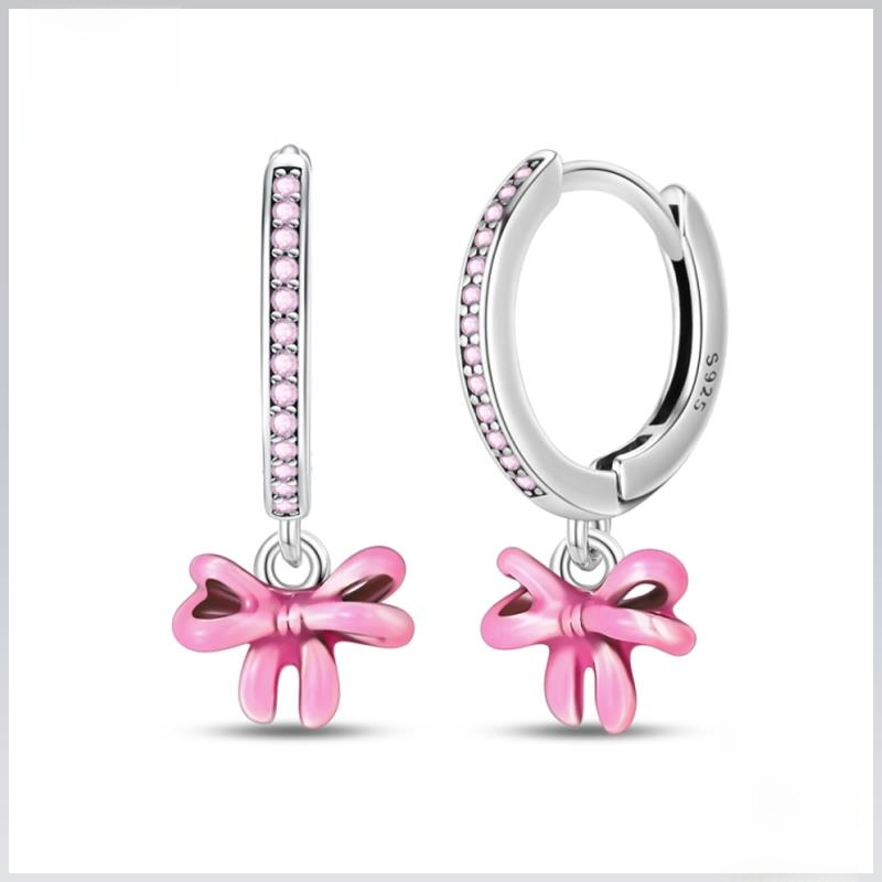 Hot 925 Sterling Silver Earrings Charm Simple Shiny Cute Bow Zircon Wedding Ladies Jewelry Gift