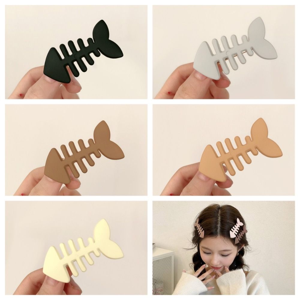Simple Animal Fish Bone Hair Clip Y2k Plastic Geometry Hair Accessories Hairpin Barrettes Girls