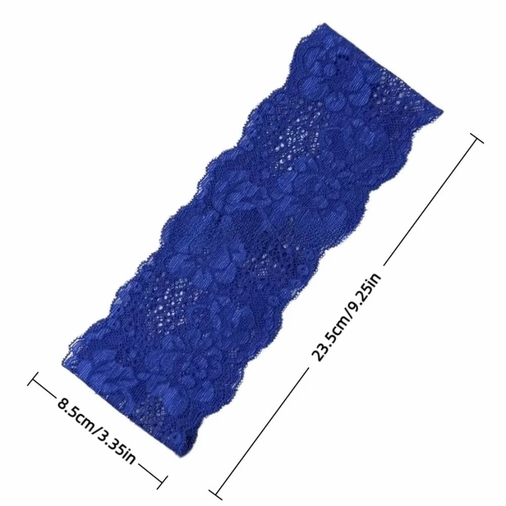 Retro Adjustable Hollow Lace Headband Solid Color Flower Sport Headscarf Stretch Floral Wide Headband Sport