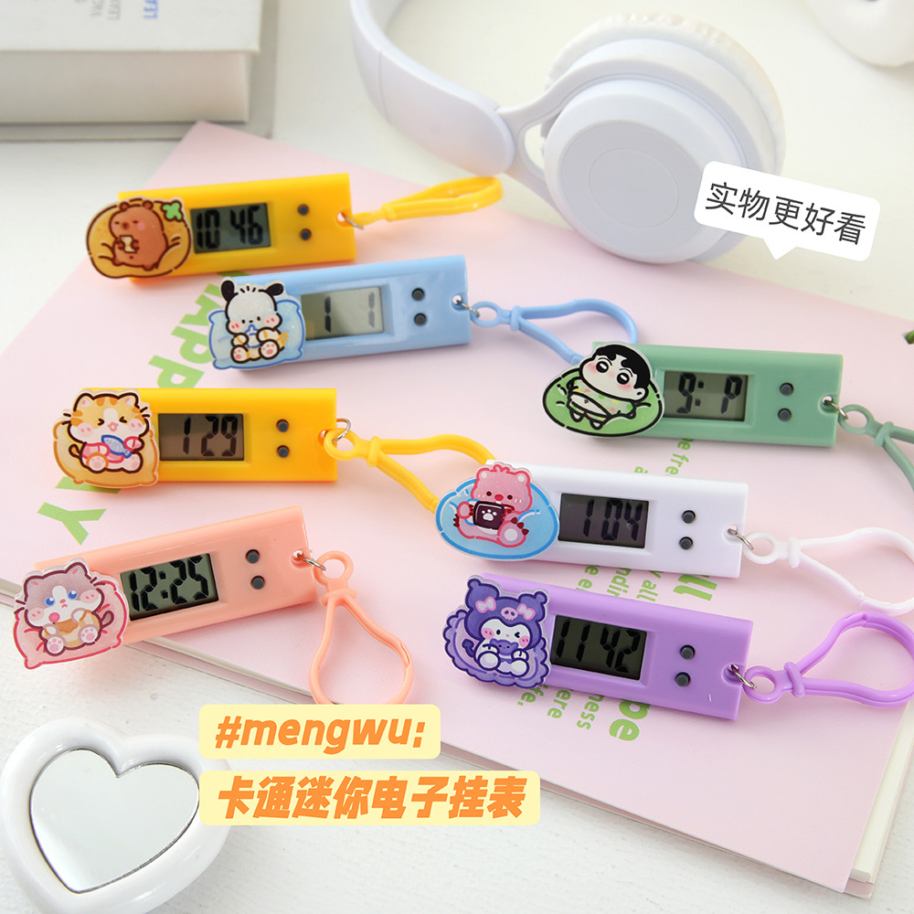 【Very good-looking】New Cartoon Cute Mini Electronic Wall Clock Portable Student Electronic Watch Study Work Exam Time Tracker Silent
