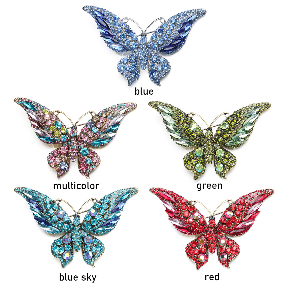High-End Retro Style Butterfly Brooch Exquisite Design Colorful Crystal Diamond Brooch Zircon Pins Luxury Multicolour Clothing Accessories Bag Accessories