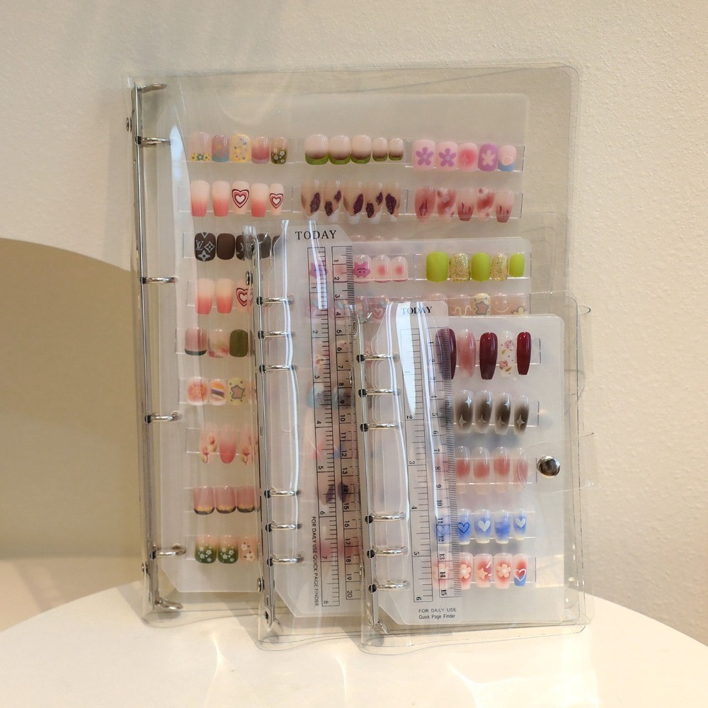 New Transparent Nail Art Piece Storage Book Large Capacity PVC Storage Booklet Multiple Size Portable Display Albums