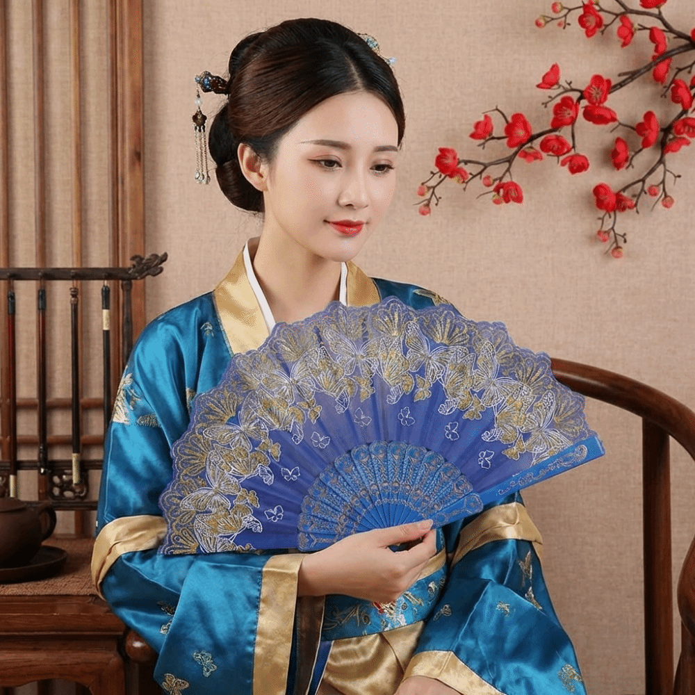 Portable Chinese Style Folding Handheld Fan Silk Cloth Handmade Hand Fans Flower Pattern Exquisite Dance Fan Hanfu Accessories